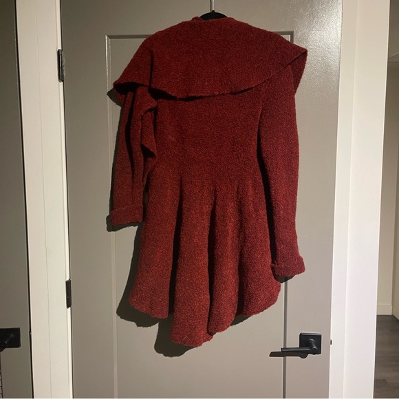 Lafayette 148 Extra Fine Wool Burgundy Long Line Draped Cardigan Sz Med Mobwife - Picture 10 of 12